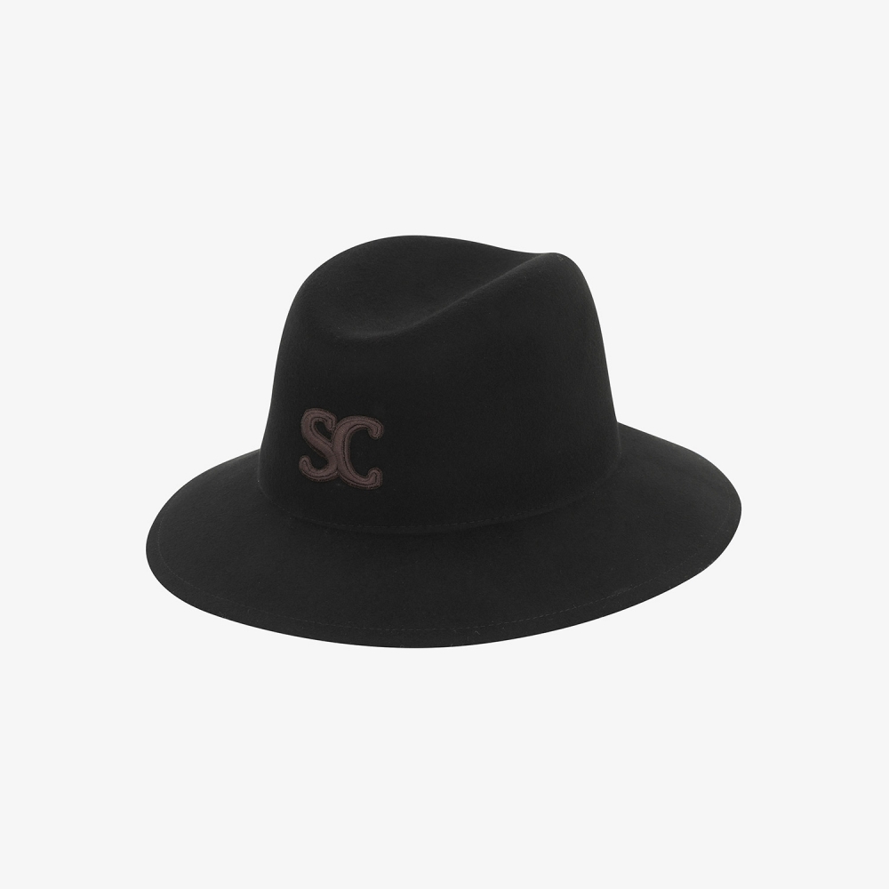 사우스케이프 여성 SC 로고 울 펠트 페도라 햇_블랙