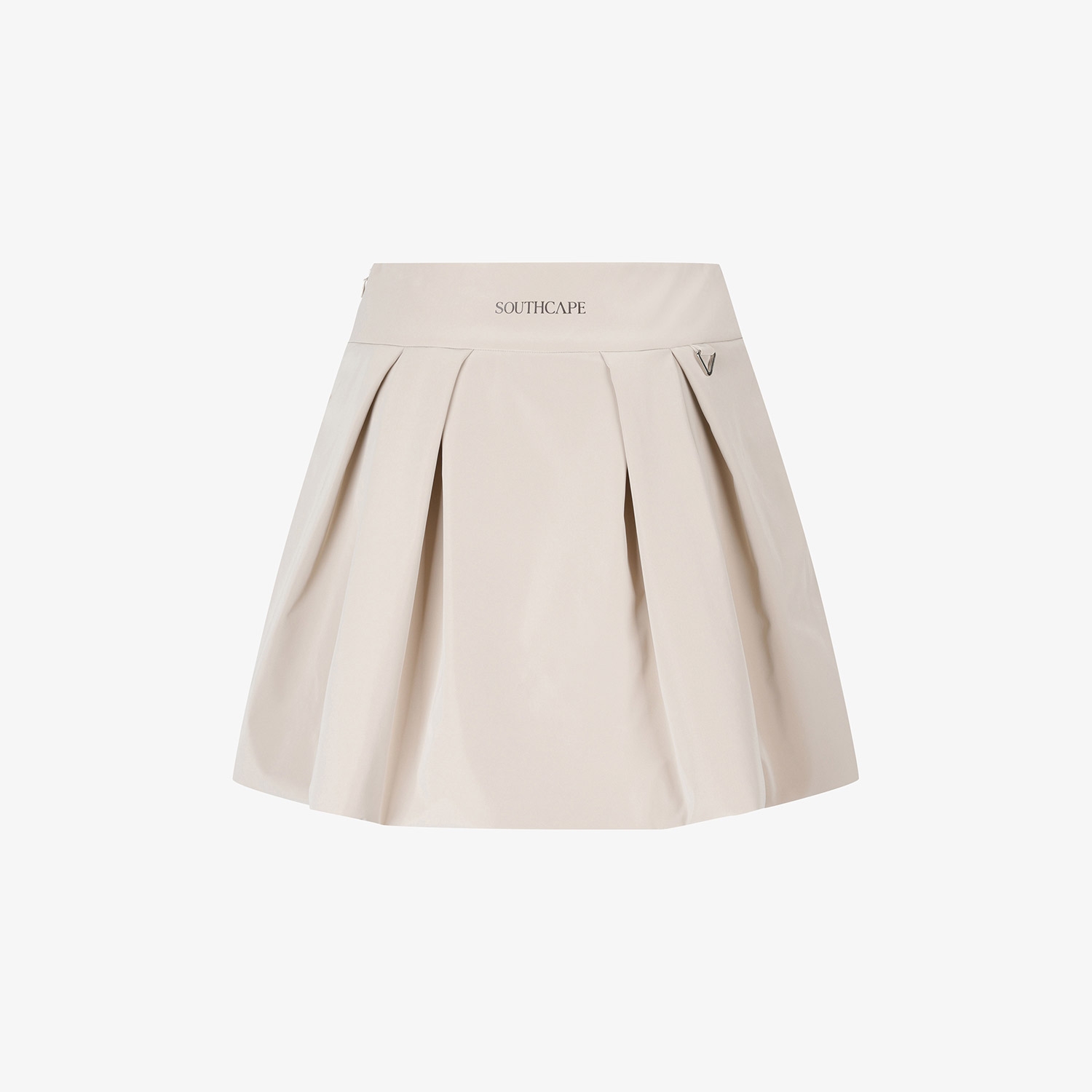 여성 사우스크로스 글로시 볼륨 플리츠 스커트_라이트 베이지