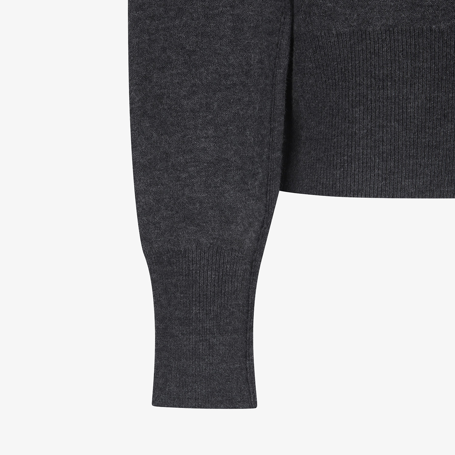 사우스케이프 여성 리버시블 하이넥 자카드 집업 니트_다크 그레이