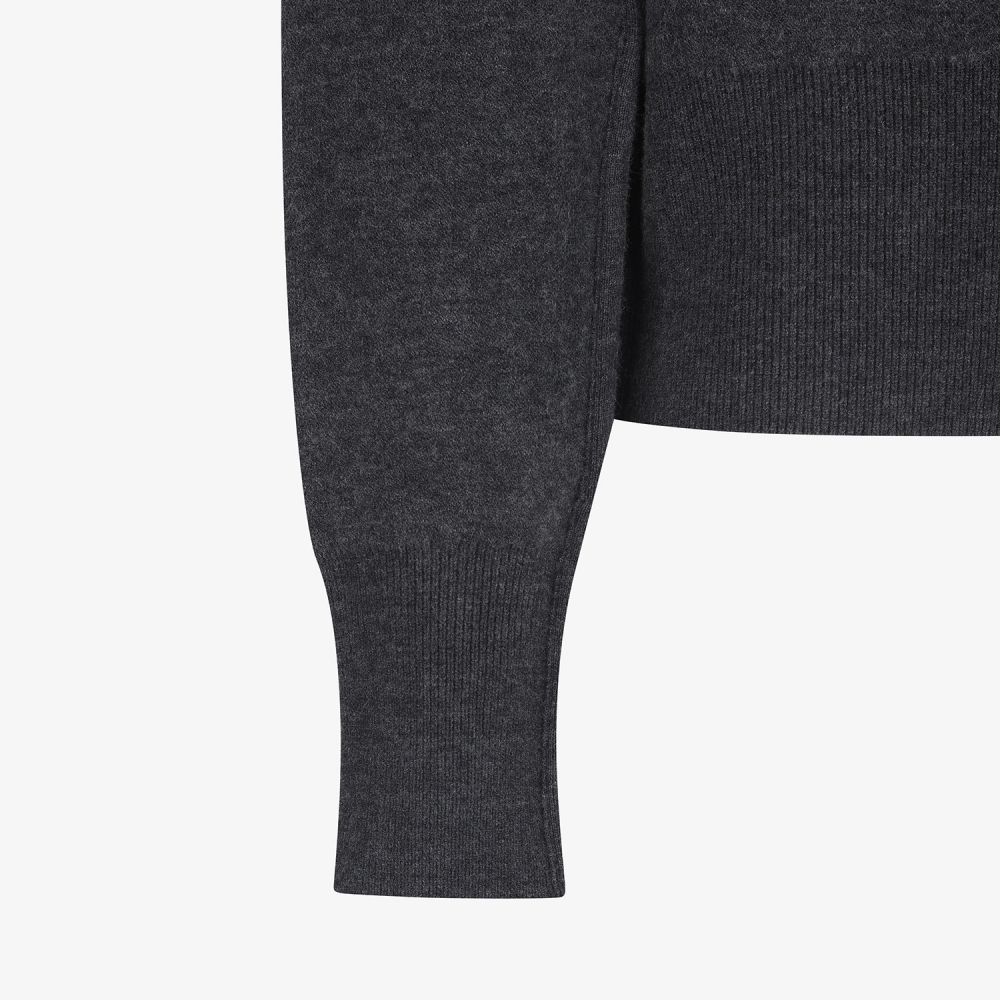 사우스케이프 여성 리버시블 하이넥 자카드 집업 니트_다크 그레이