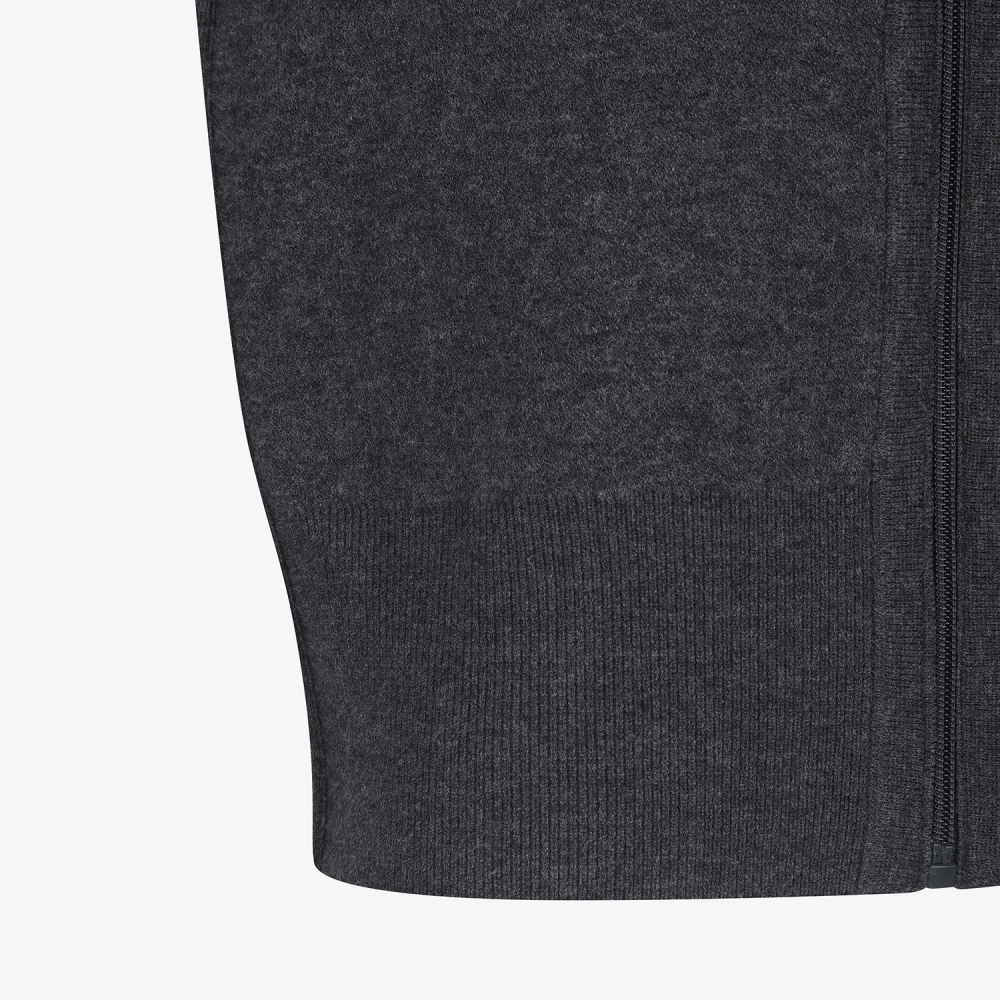 사우스케이프 여성 리버시블 하이넥 자카드 집업 니트_다크 그레이