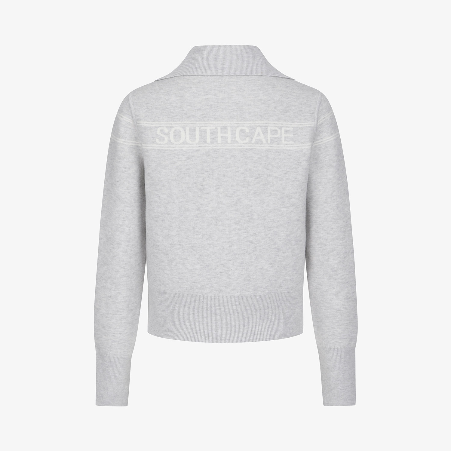 사우스케이프 여성 리버시블 하이넥 자카드 집업 니트_그레이