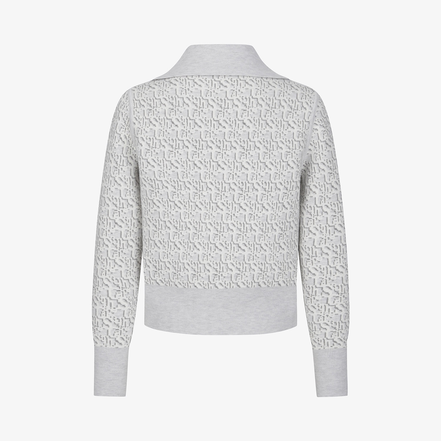 사우스케이프 여성 리버시블 하이넥 자카드 집업 니트_그레이