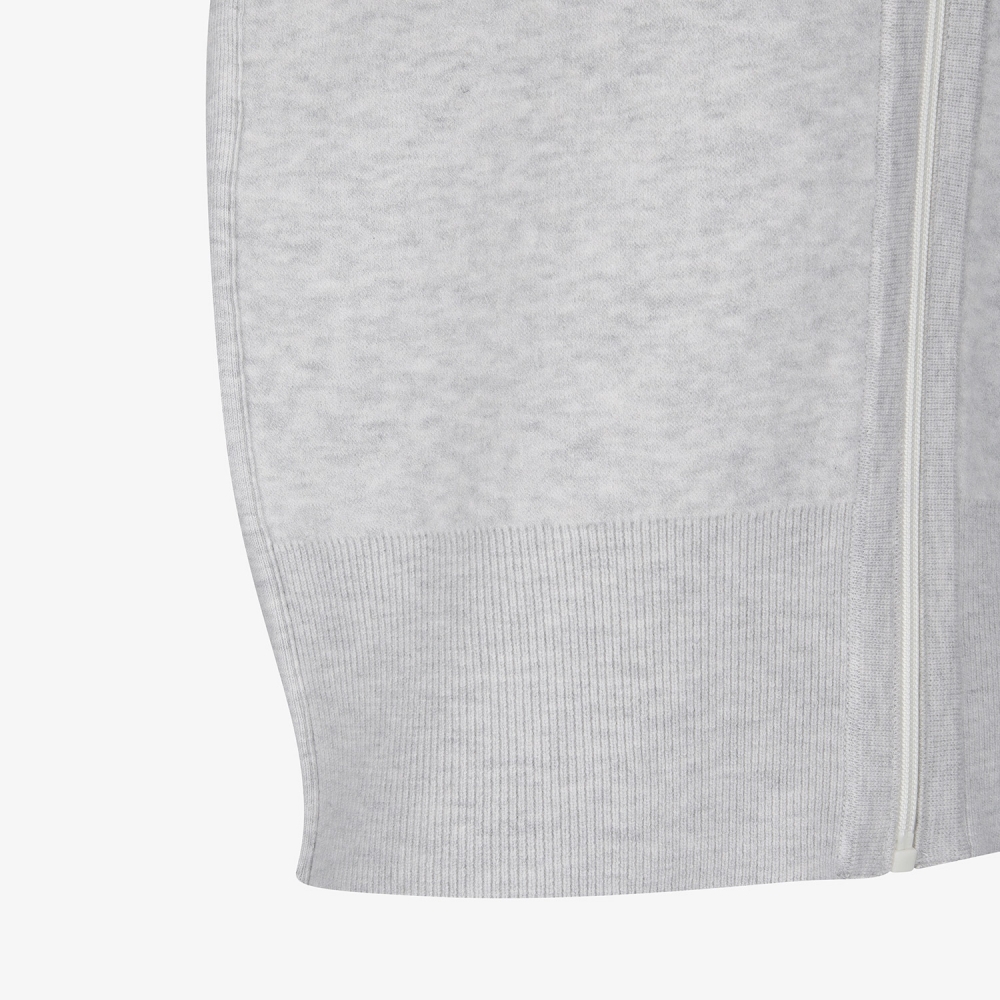 사우스케이프 여성 리버시블 하이넥 자카드 집업 니트_그레이