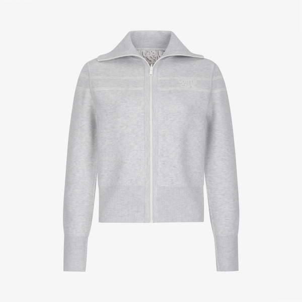 사우스케이프 여성 리버시블 하이넥 자카드 집업 니트_그레이