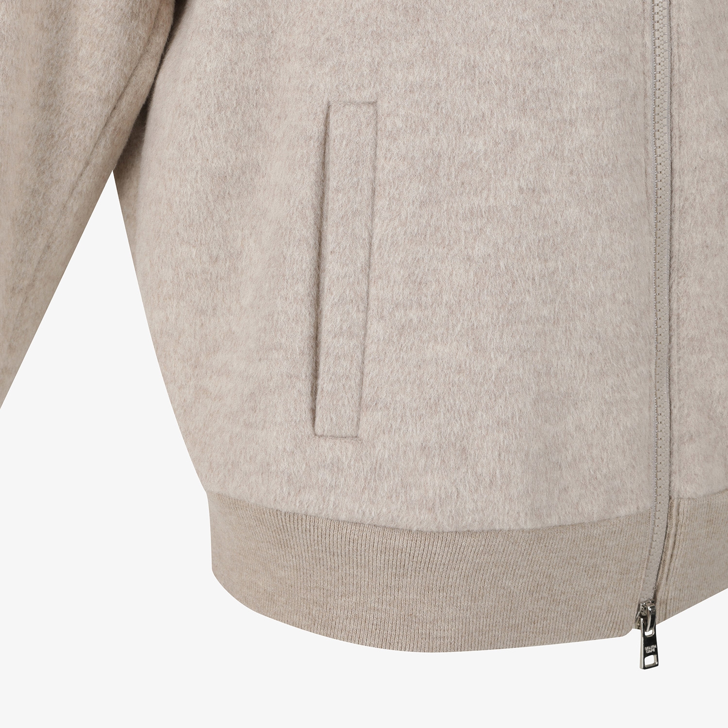 여성 사우스크로스 폭스퍼 카라 울 집업 자켓_베이지