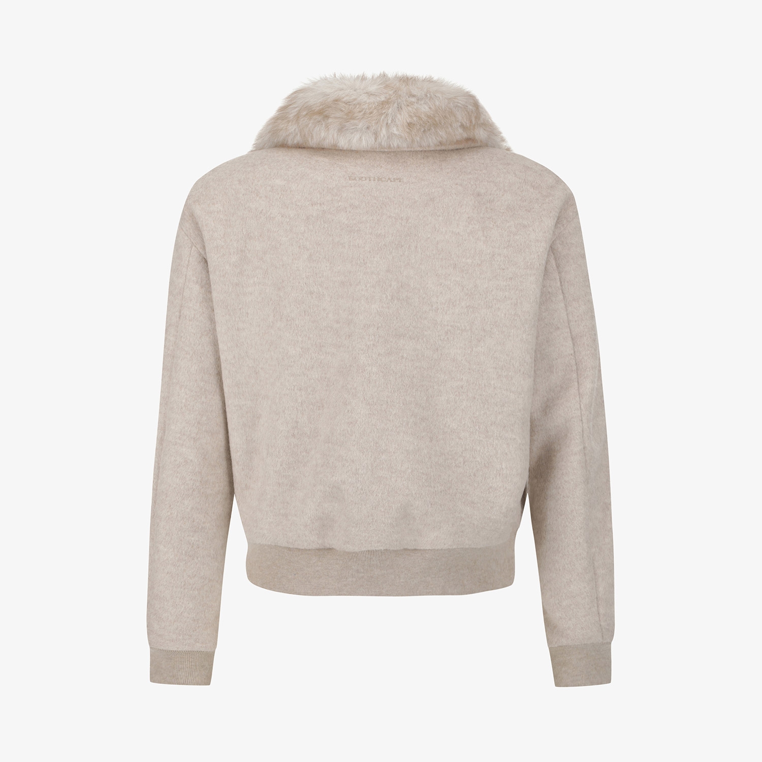 여성 사우스크로스 폭스퍼 카라 울 집업 자켓_베이지