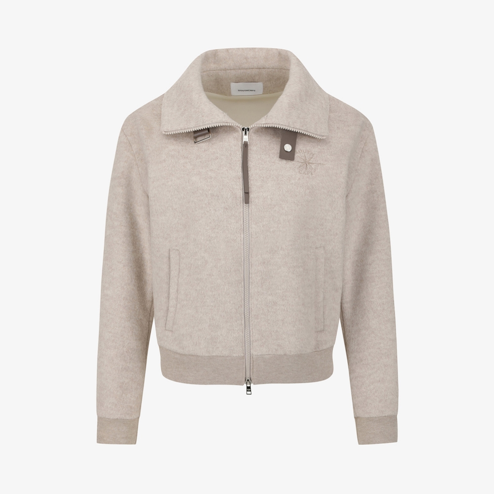 여성 사우스크로스 폭스퍼 카라 울 집업 자켓_베이지