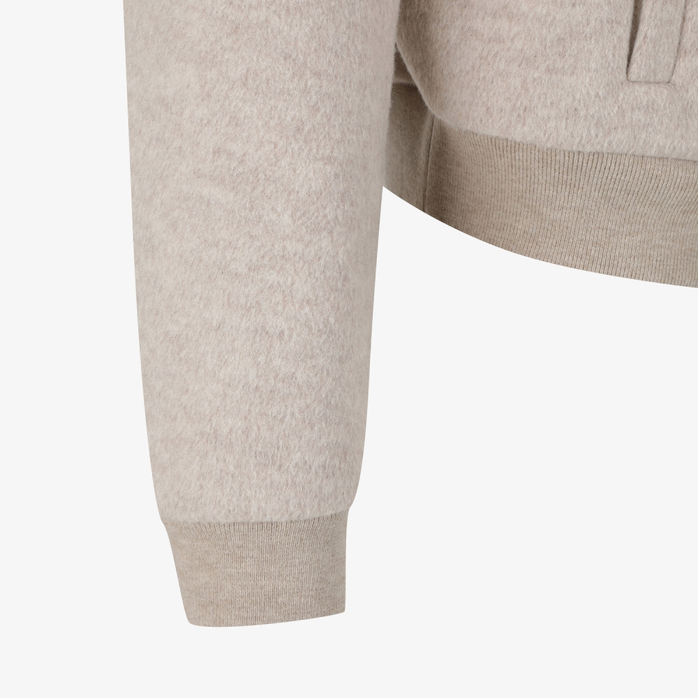 여성 사우스크로스 폭스퍼 카라 울 집업 자켓_베이지