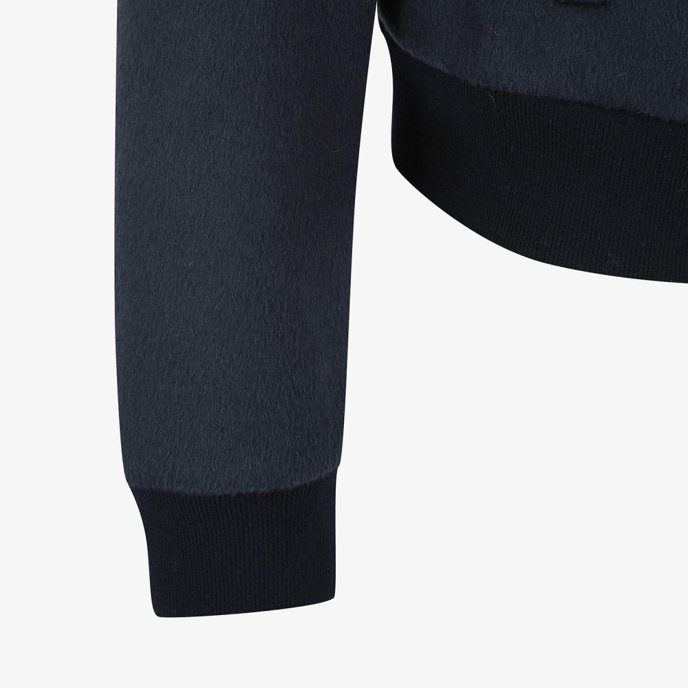 여성 사우스크로스 폭스퍼 카라 울 집업 자켓_다크 네이비