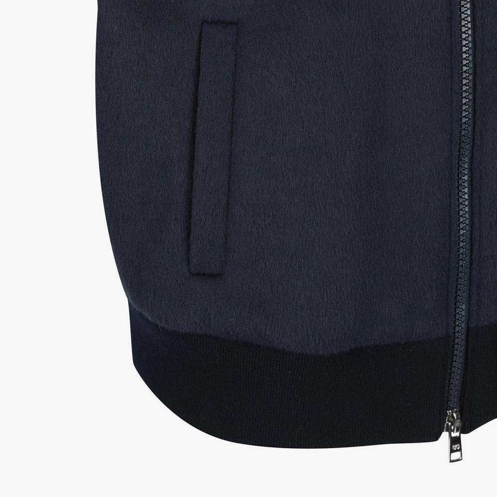 여성 사우스크로스 폭스퍼 카라 울 집업 자켓_다크 네이비