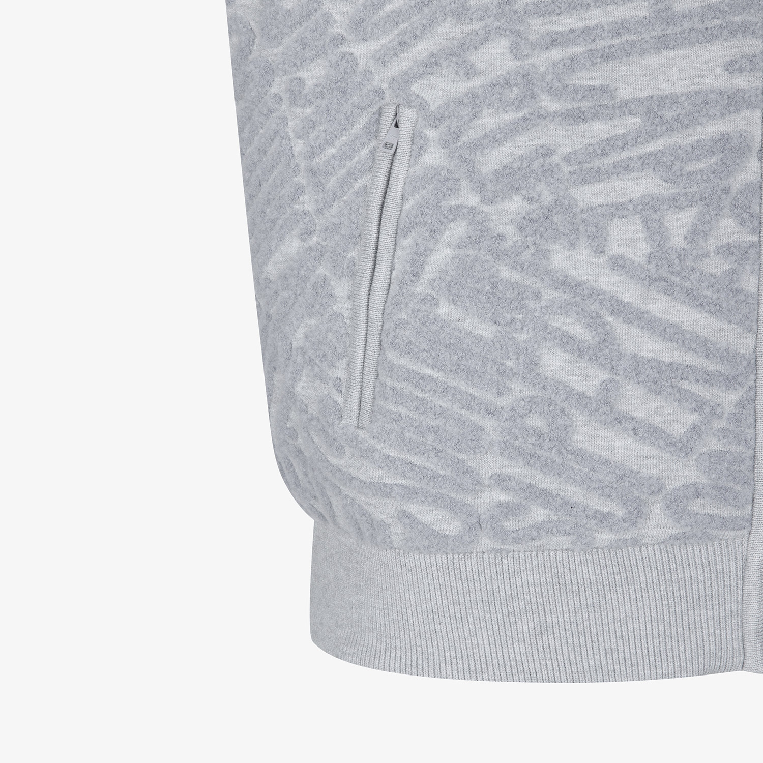 사우스케이프 남성 로고 패턴 부클 니트 집업 베스트_라이트 그레이