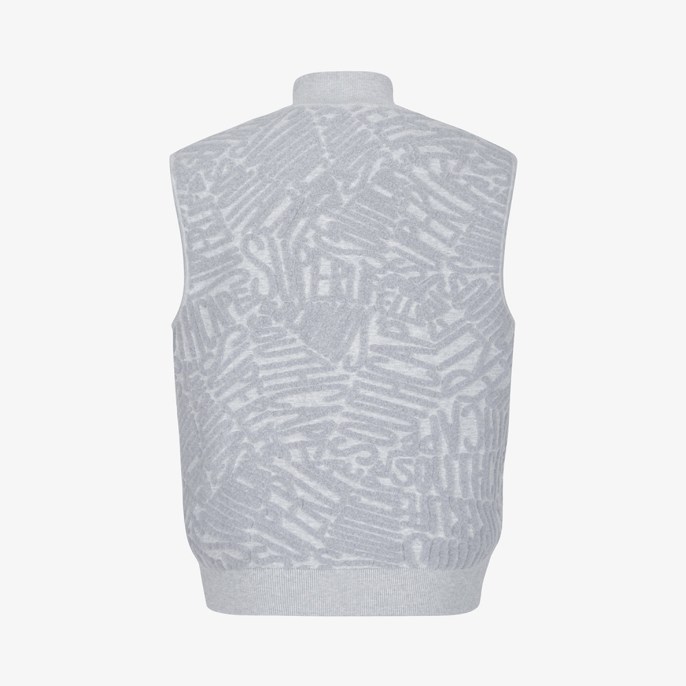 사우스케이프 남성 로고 패턴 부클 니트 집업 베스트_라이트 그레이