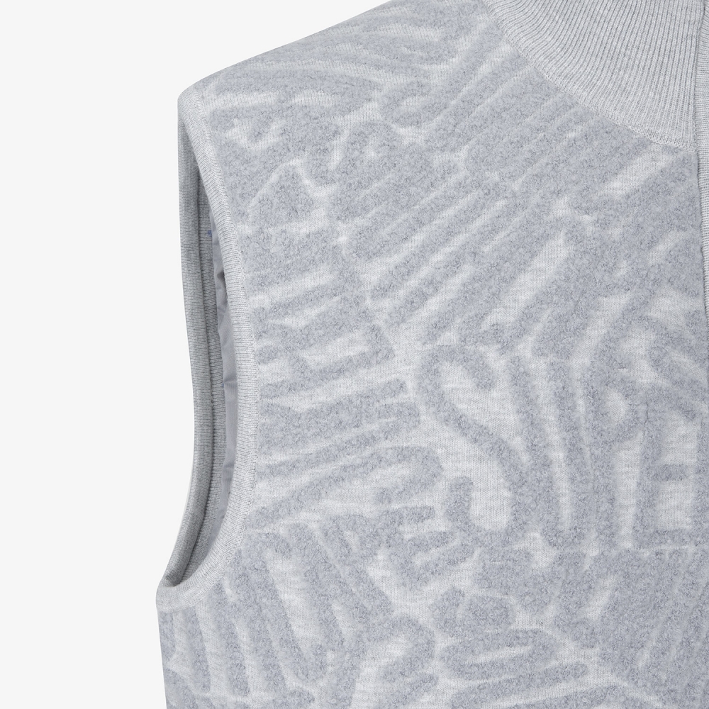 사우스케이프 남성 로고 패턴 부클 니트 집업 베스트_라이트 그레이