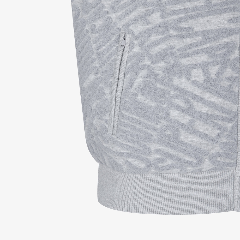 사우스케이프 남성 로고 패턴 부클 니트 집업 베스트_라이트 그레이