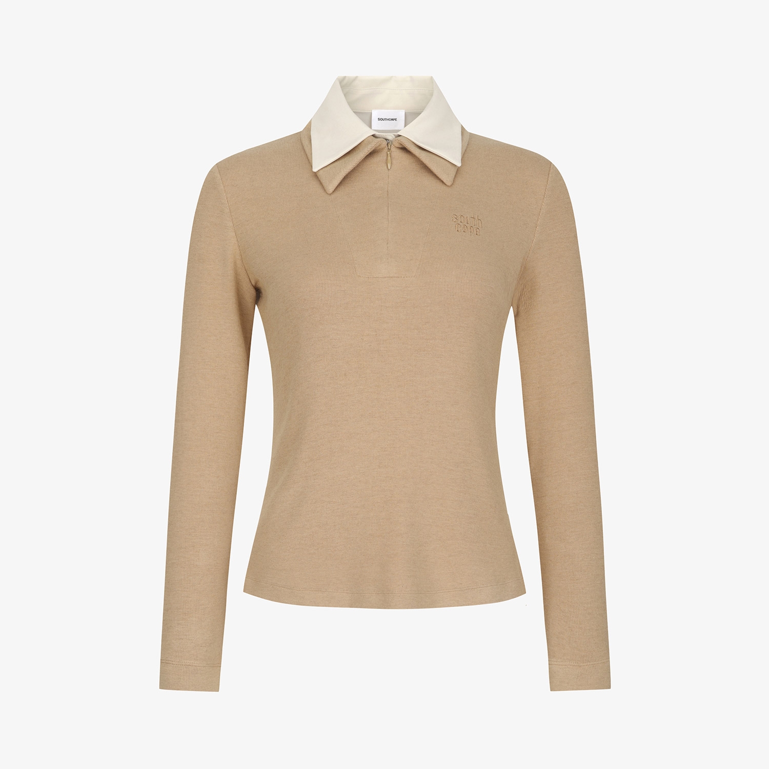 사우스케이프 여성 레이어드 카라 티셔츠_베이지