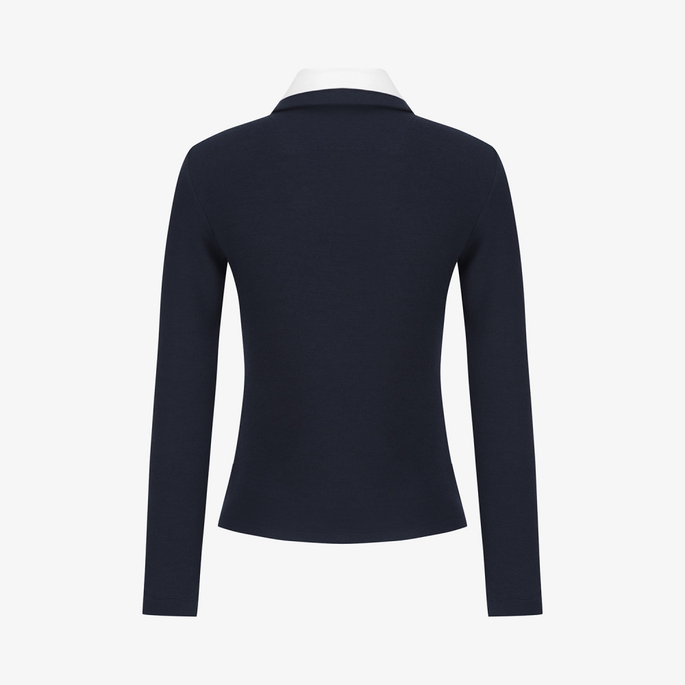 사우스케이프 여성 레이어드 카라 티셔츠_네이비