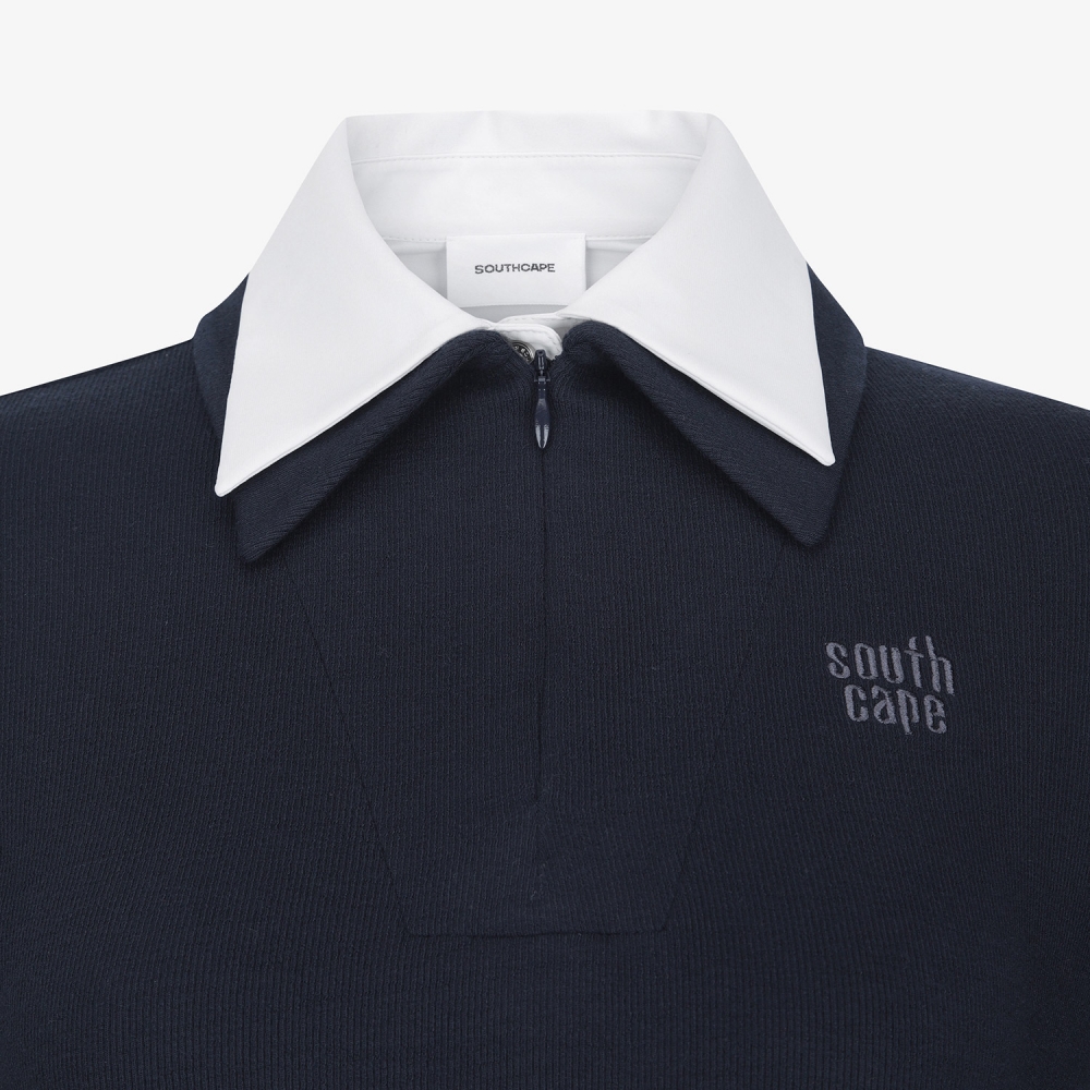 사우스케이프 여성 레이어드 카라 티셔츠_네이비