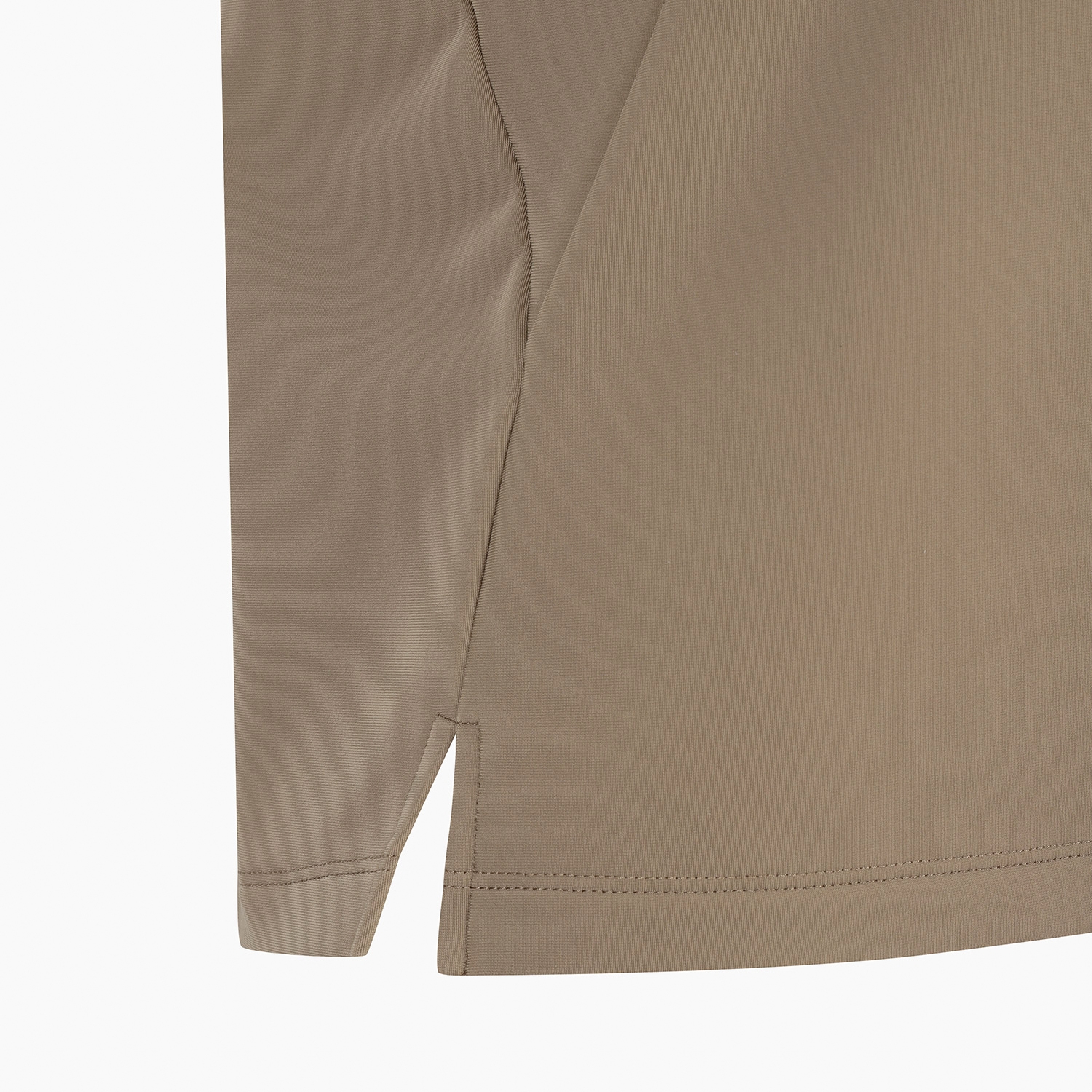 사우스케이프 여성 하이넥 배색 스트레치 티셔츠_다크 베이지