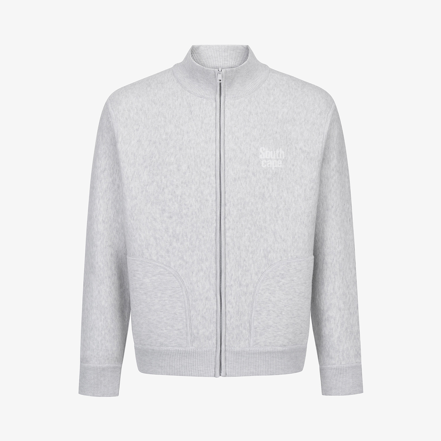 사우스케이프 남성 자카드 리버시블 니트 집업 가디건_그레이