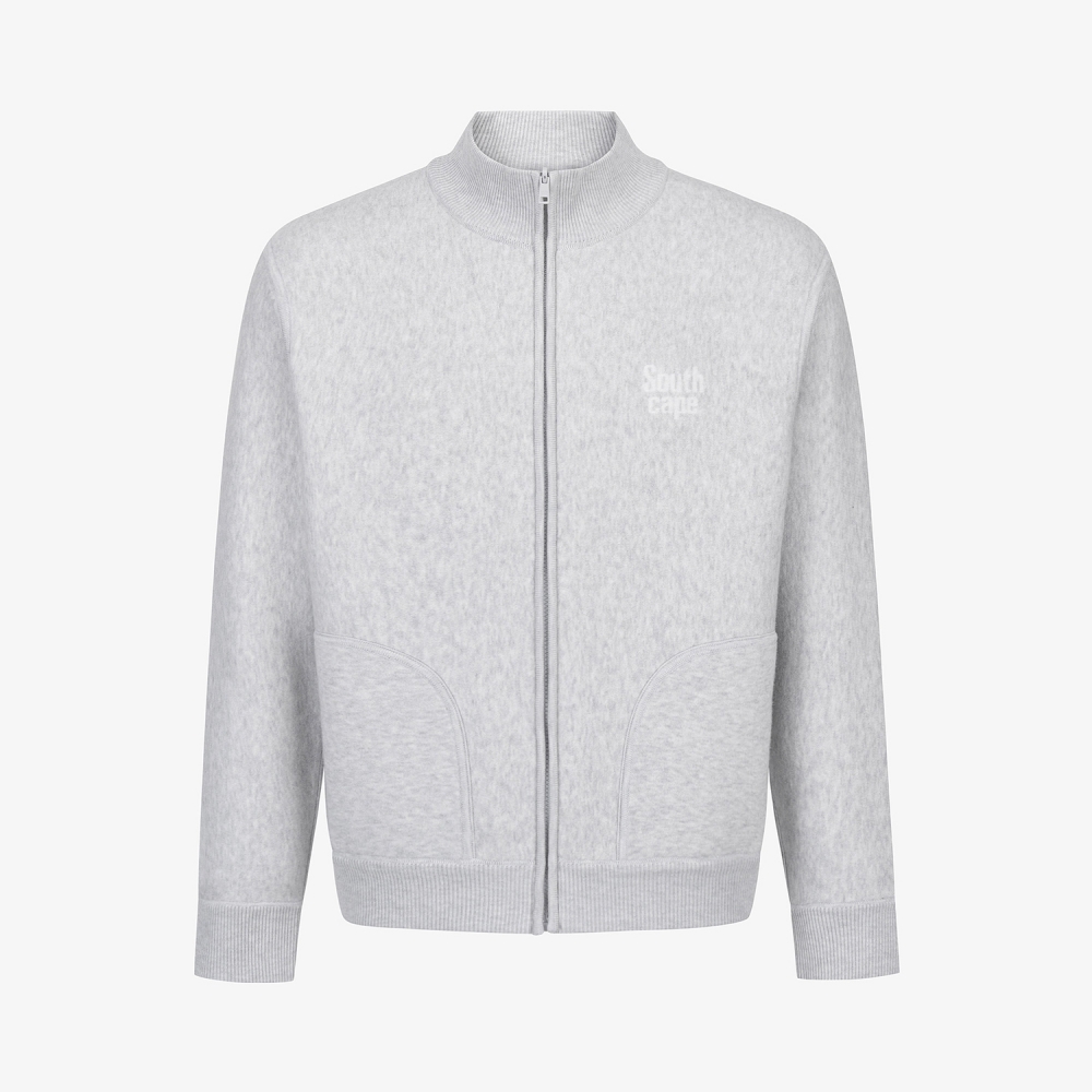 사우스케이프 남성 자카드 리버시블 니트 집업 가디건_그레이