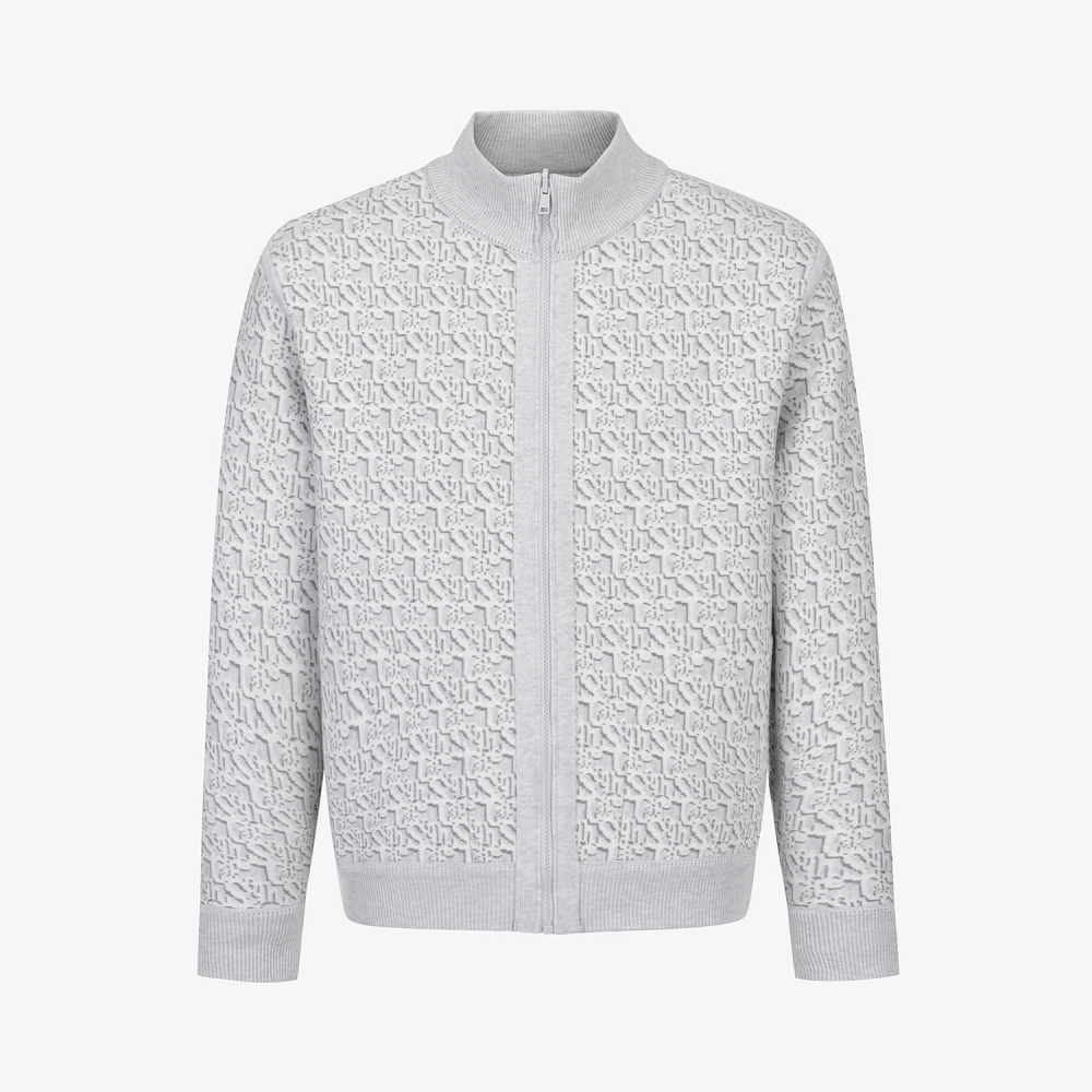 사우스케이프 남성 자카드 리버시블 니트 집업 가디건_그레이
