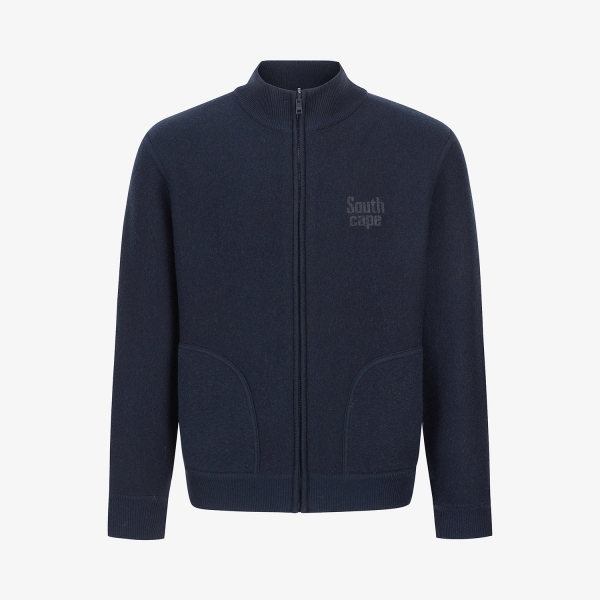 사우스케이프 남성 자카드 리버시블 니트 집업 가디건_네이비