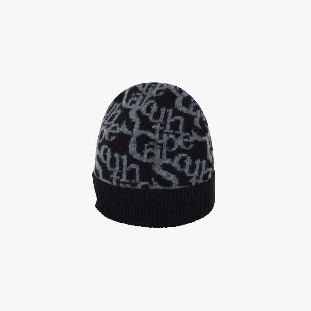 사우스케이프 남성 로고플로우 패턴 니트 비니_블랙