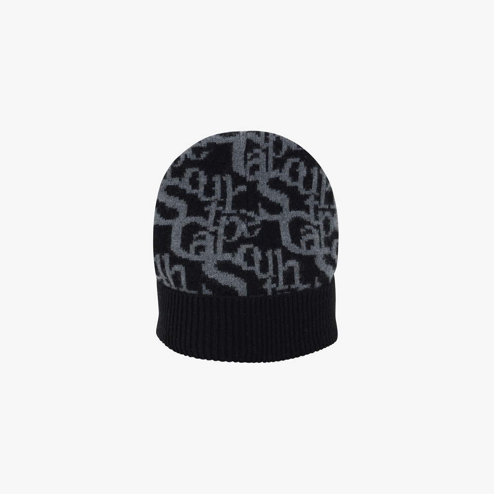 사우스케이프 남성 로고플로우 패턴 니트 비니_블랙