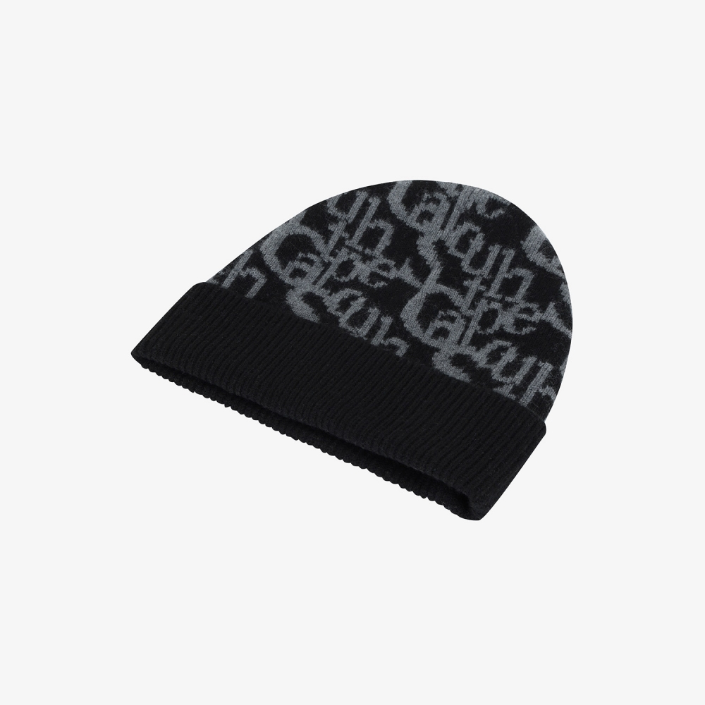 사우스케이프 남성 로고플로우 패턴 니트 비니_블랙