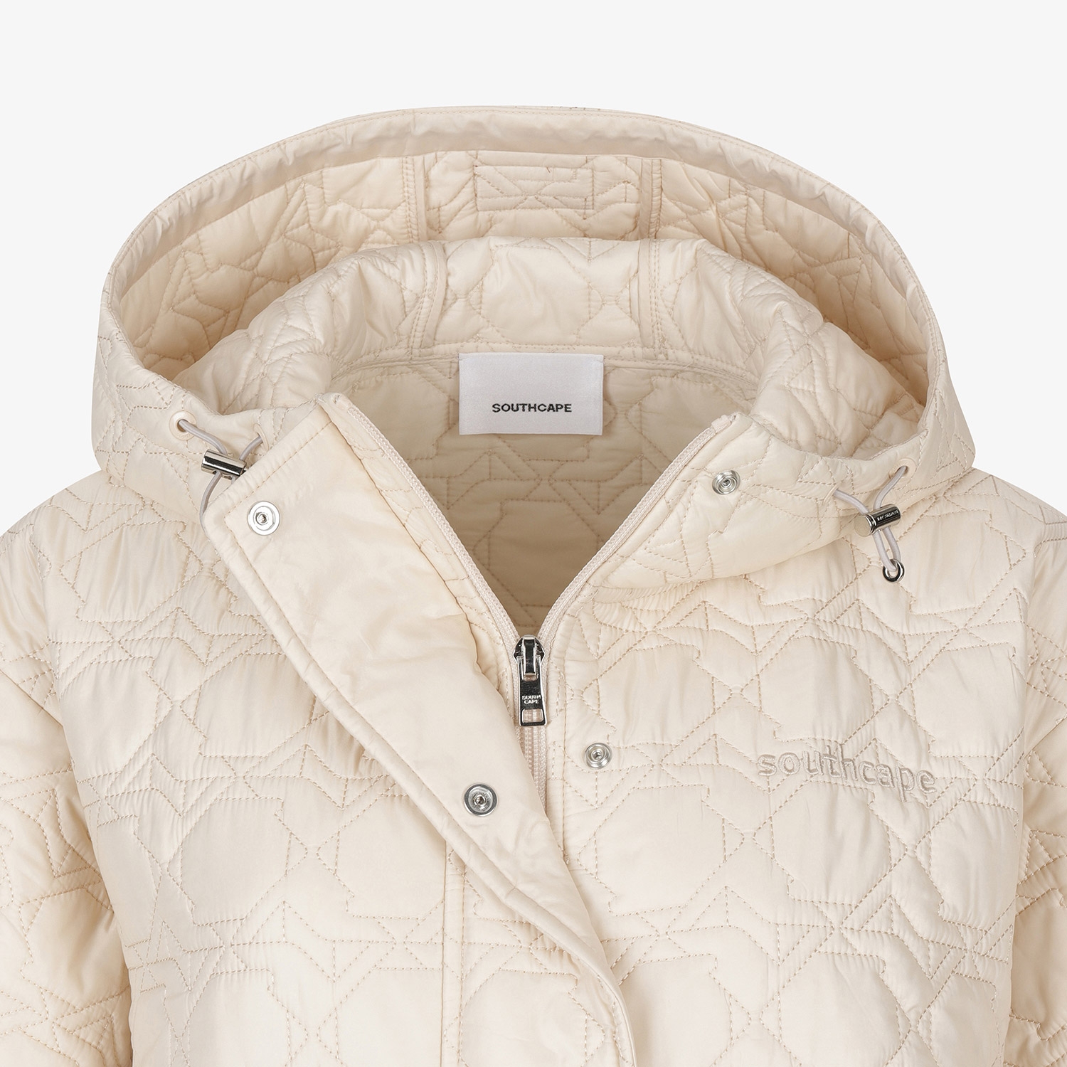 사우스케이프 여성 퀼팅 하프슬리브 패딩 점퍼_라이트 베이지