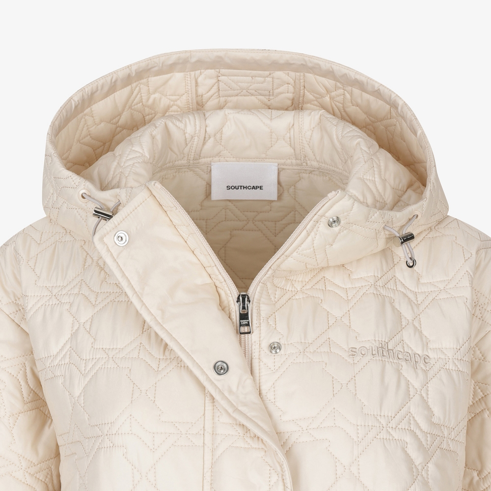 사우스케이프 여성 퀼팅 하프슬리브 패딩 점퍼_라이트 베이지