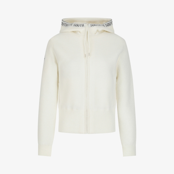 여성 사우스크로스 헤어리 니트 후드 집업_아이보리