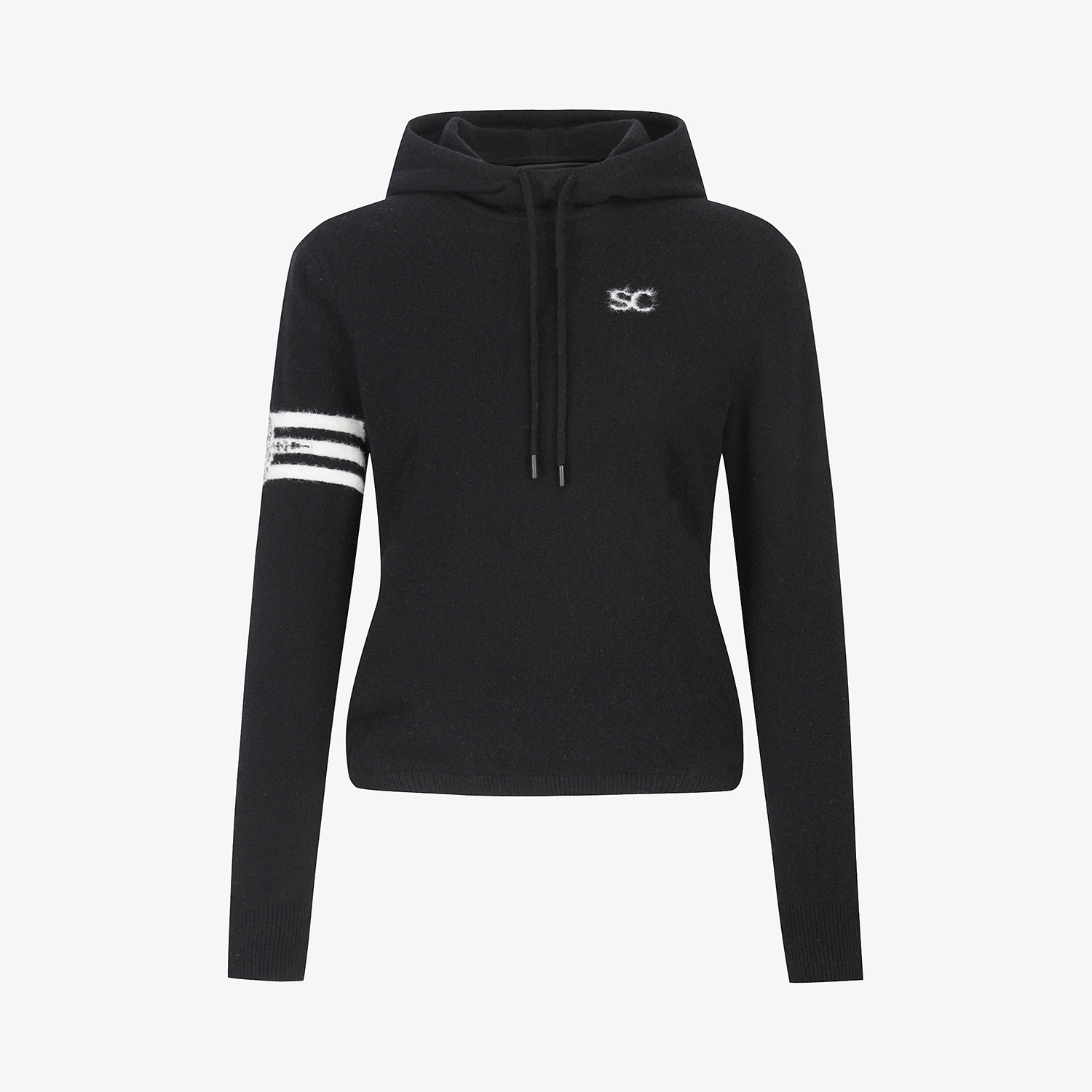 여성 사우스크로스 방풍 캐시미어 헤어리 후드 니트_블랙