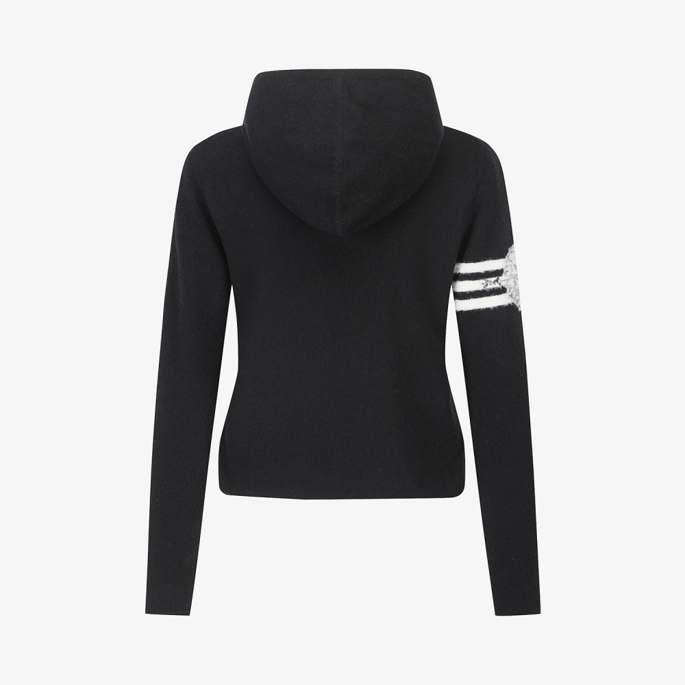 여성 사우스크로스 방풍 캐시미어 헤어리 후드 니트_블랙