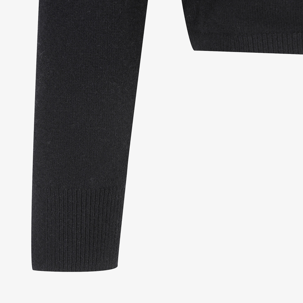 여성 사우스크로스 방풍 캐시미어 헤어리 후드 니트_블랙