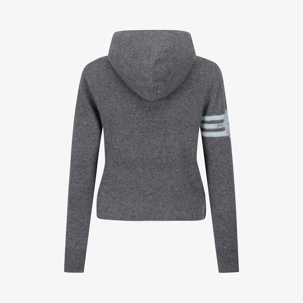 여성 사우스크로스 방풍 캐시미어 헤어리 후드 니트_그레이
