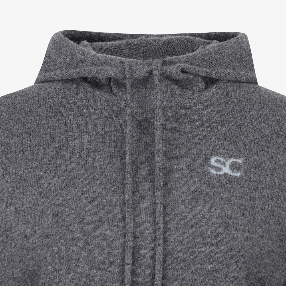 여성 사우스크로스 방풍 캐시미어 헤어리 후드 니트_그레이