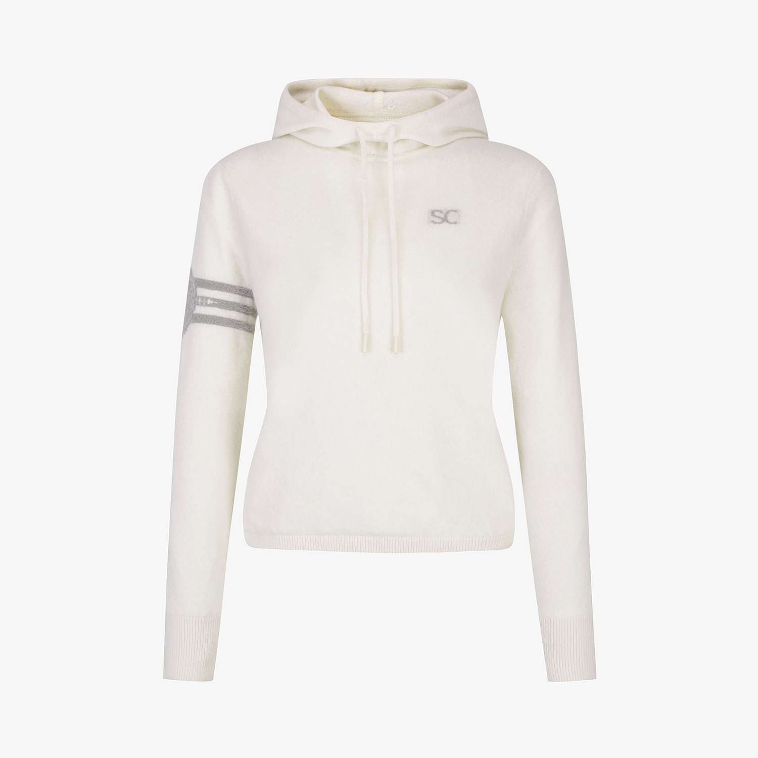 여성 사우스크로스 방풍 캐시미어 헤어리 후드 니트_화이트