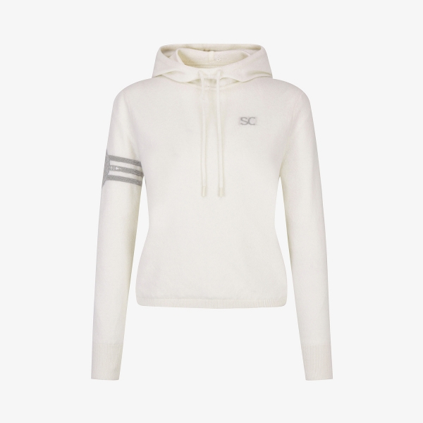 여성 사우스크로스 방풍 캐시미어 헤어리 후드 니트_화이트