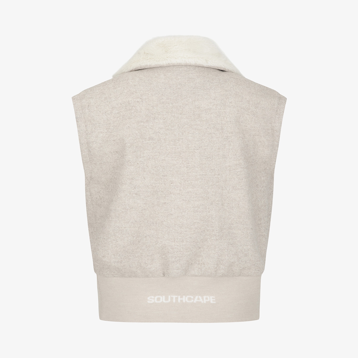 사우스케이프 여성 밍크퍼 카라 집업 베스트_베이지