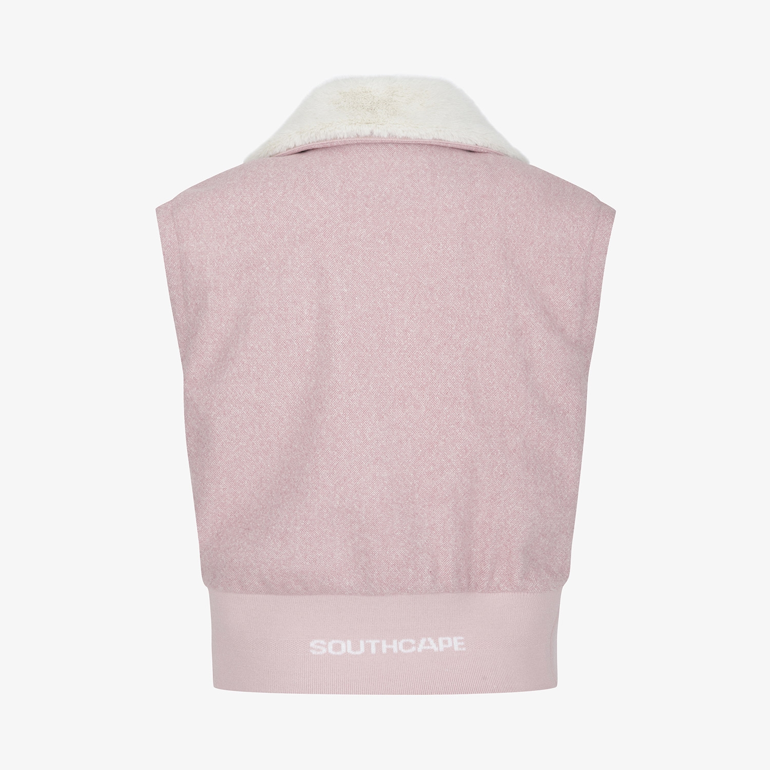 사우스케이프 여성 밍크퍼 카라 집업 베스트_핑크