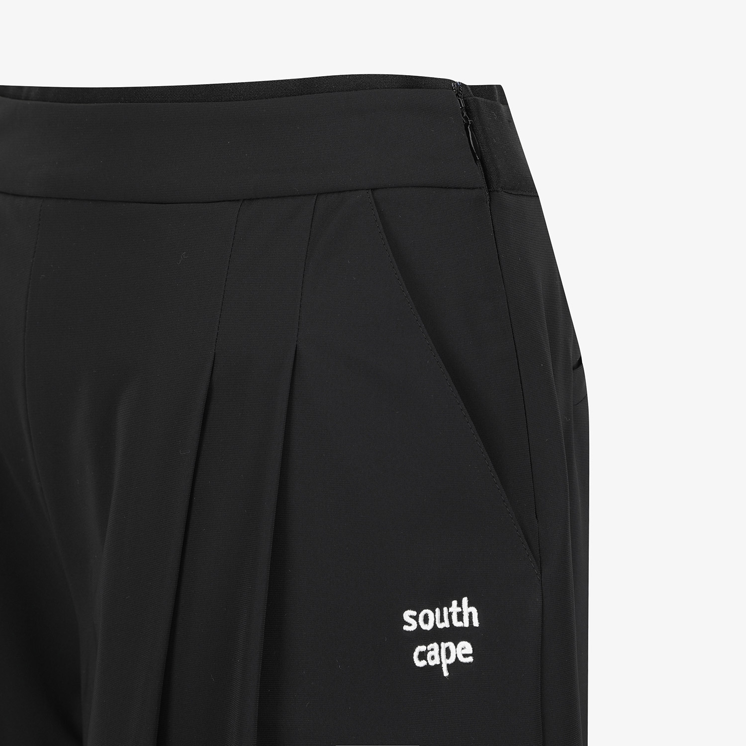 사우스케이프 여성 핀턱 패딩 와이드 팬츠_블랙