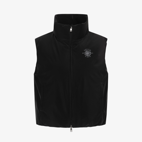 여성 사우스크로스 글로시 구스 다운 패딩 베스트_블랙