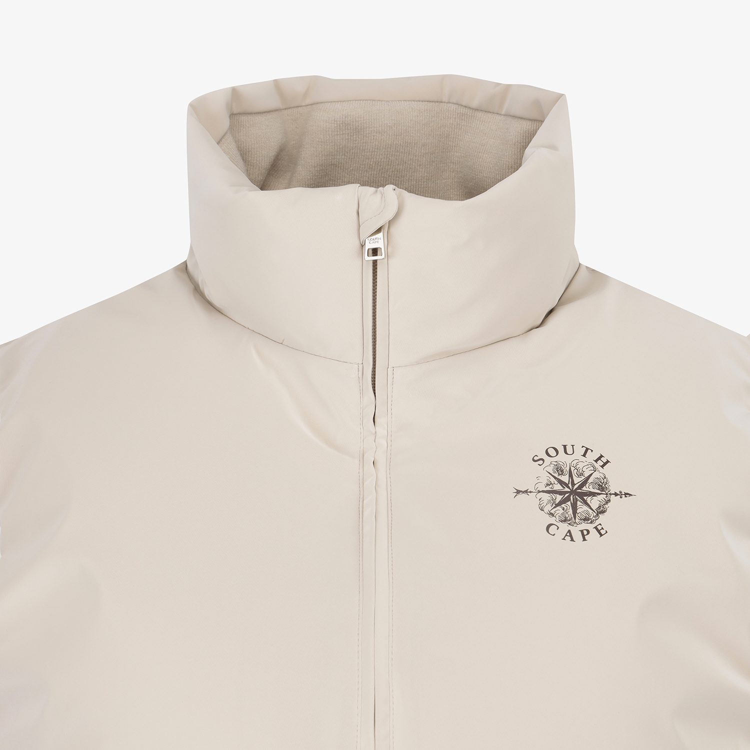 여성 사우스크로스 글로시 구스 다운 패딩 베스트_라이트 베이지