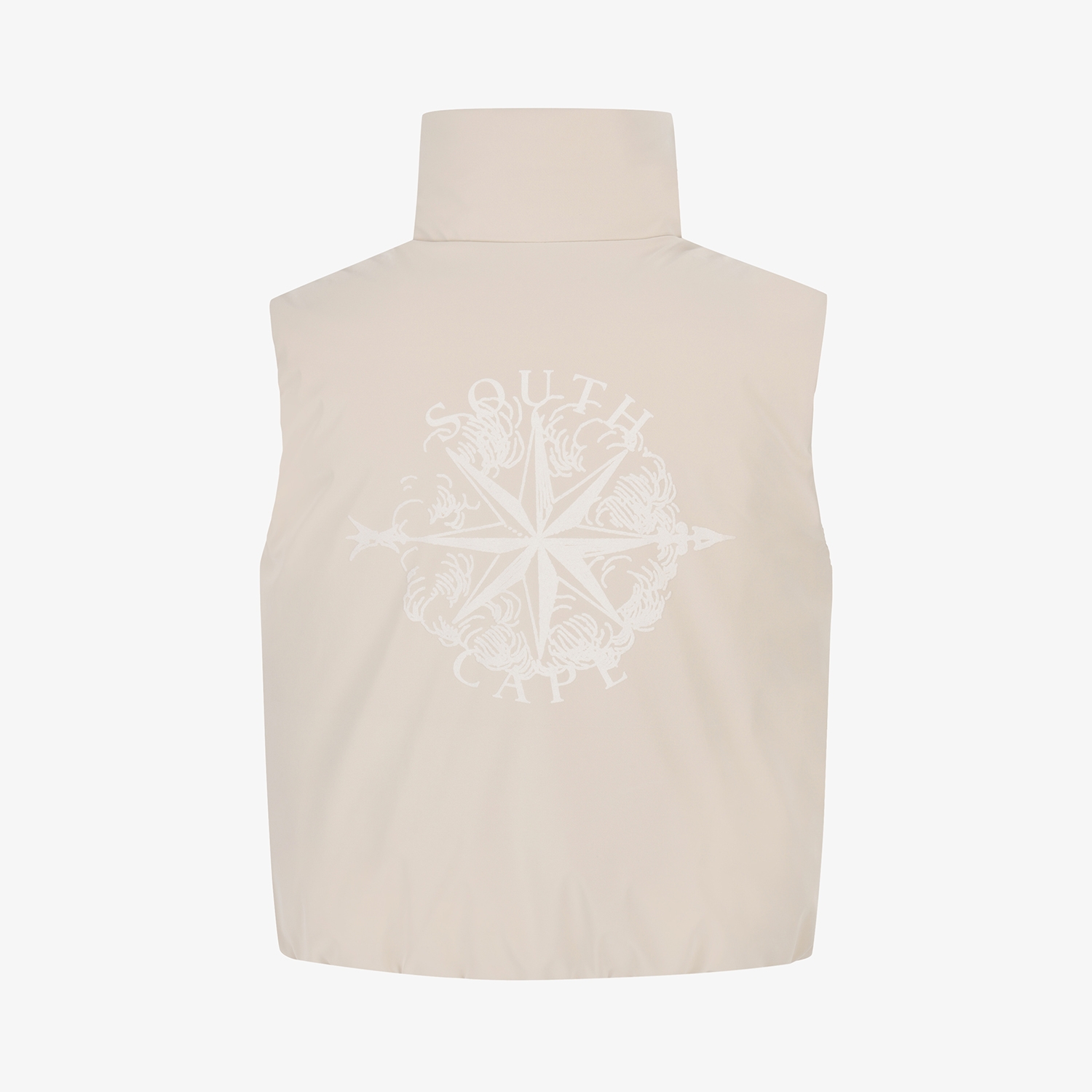 여성 사우스크로스 글로시 구스 다운 패딩 베스트_라이트 베이지