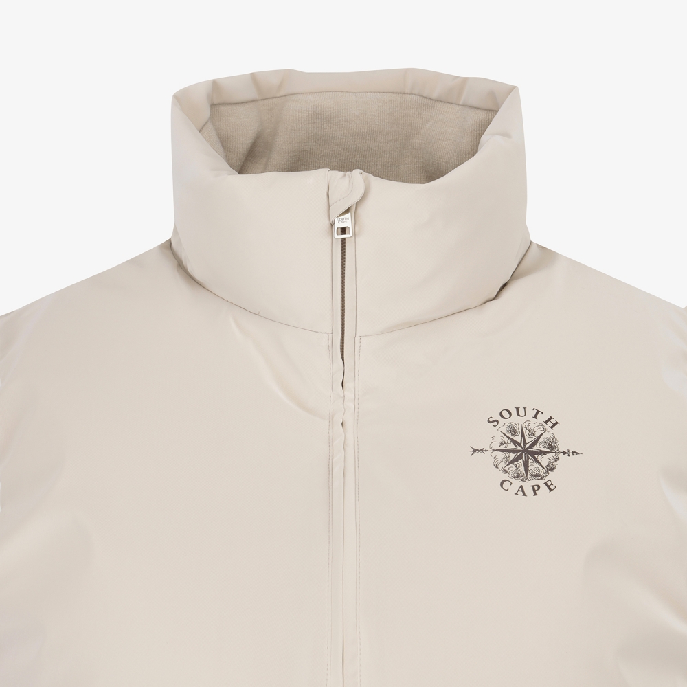 여성 사우스크로스 글로시 구스 다운 패딩 베스트_라이트 베이지