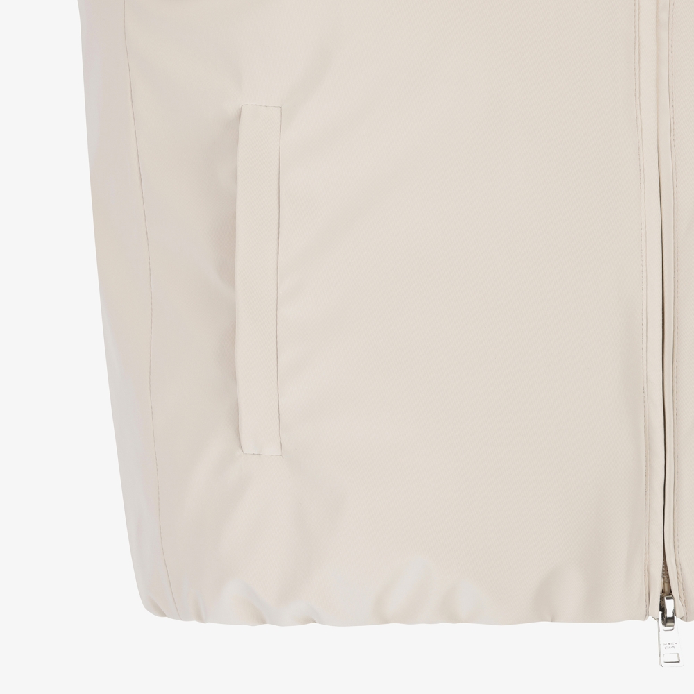 여성 사우스크로스 글로시 구스 다운 패딩 베스트_라이트 베이지