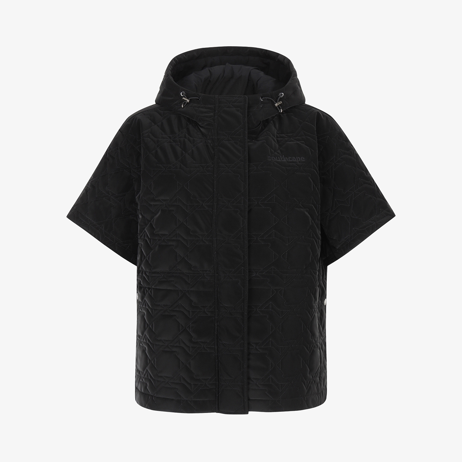 사우스케이프 여성 글로시 퀼팅 하프슬리브 패딩 점퍼_블랙