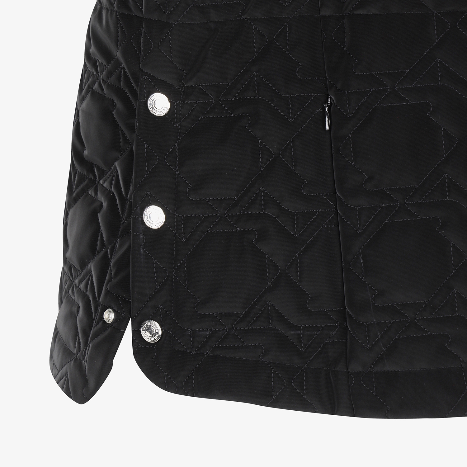 사우스케이프 여성 글로시 퀼팅 하프슬리브 패딩 점퍼_블랙